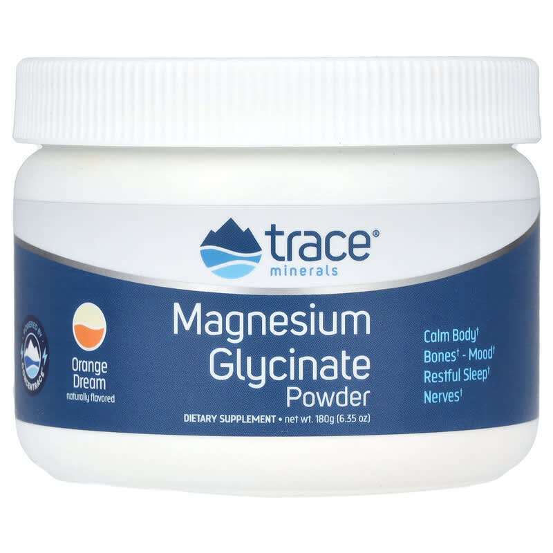 Bột Magnesium Glycinate Trace Minerals, Hương Cam, 180g 5 Trace Minerals ®, Magnesium Glycinate Powder, Orange Dream, 6,35 oz (180 g) 878941008894
