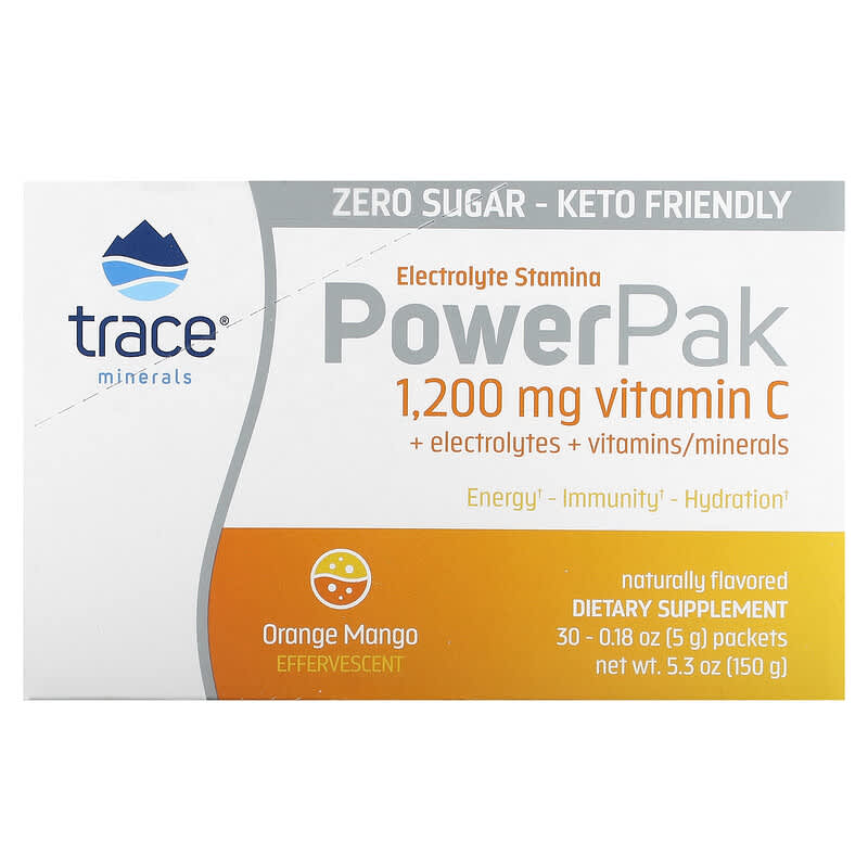 Gói 30 gói Trace Minerals PowerPak vị Cam Xoài 0.18 oz (5 g)/gói 10 trace minerals powerpak orange mango 30 packets 0 18 oz 5 g each 119112 878941006258