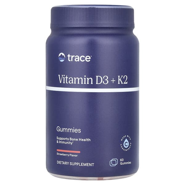 Trace Minerals ® Vitamin D3 + K2 viên nhai Strawberry 60 viên nhai 878941007545