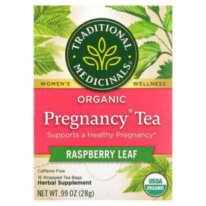Thực phẩm bổ sung Traditional Medicinals Organic Pregnancy Tea Raspberry Leaf Caffeine Free 16 Wrapped Tea Bags 0.06 oz (1.75 g) Each 032917000125