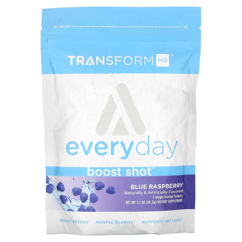 TransformHQ, Everyday, Boost Shot, Blue Raspberry, 1,2 oz (34,3 g) 850040611236