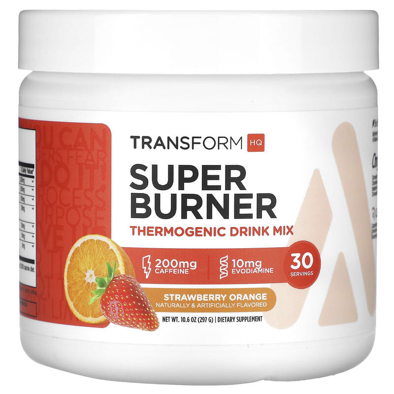 TransformHQ, Super Burner, Thermogenic Drink Mix, Strawberry Orange, 10,6 oz (297 g) 850040611496