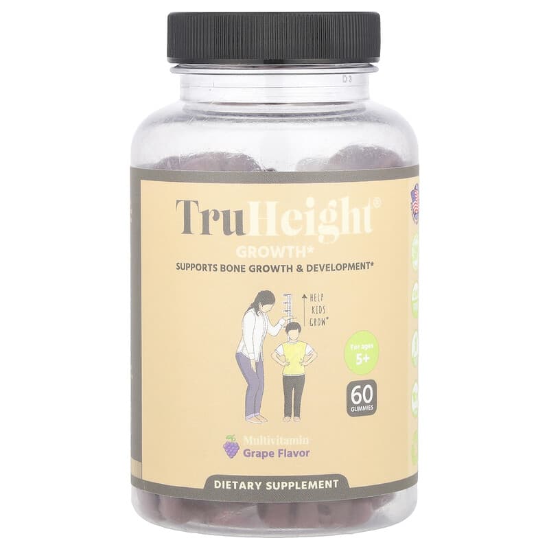 TruHeight, Growth, Multivitamin, For Ages 5+, Grape, 60 viên nhai 630456805128