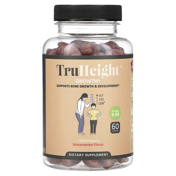 TruHeight Tăng Chiều Cao, Vitamin Tổng Hợp, Dành Cho Trẻ Em và Thanh Thiếu Niên 5-24 Tuổi, Vị Dưa Hấu, 60 viên nhai 8 truheight height growth multivitamin for ages 5 24 watermelon 60 gummies 130256 860010475515