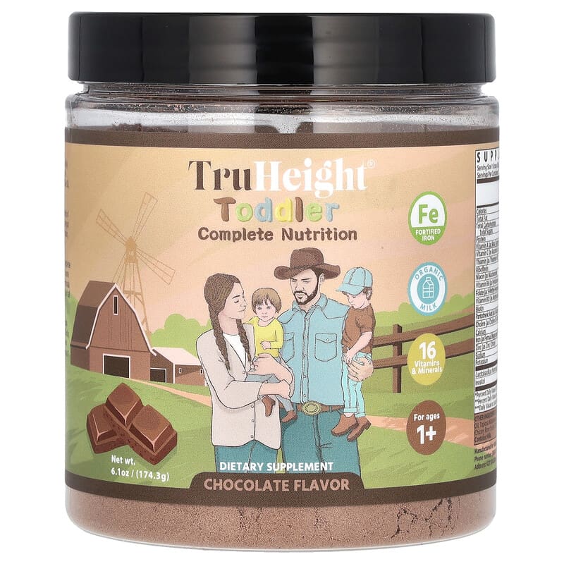 TruHeight, Toddler Complete Nutrition, Ages 1+, Chocolate, 6,1 oz (174,3 g) 860010780336