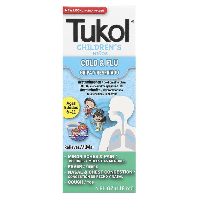 Tukol, Children's, Cold & Flu, Ages 6-11, Berries, 4 fl oz (118 ml) 650066001581