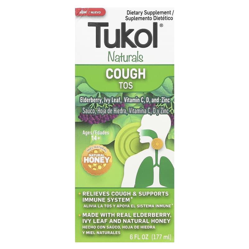 Tukol, Naturals, Cough, Ages 14+, Natural Honey, 6 fl oz (177 ml) 650240069154