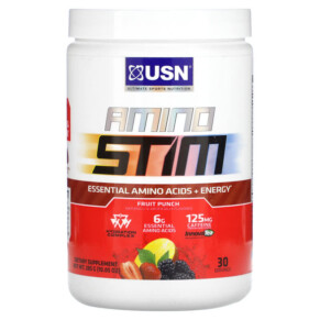 Thực phẩm bổ sung USN Amino Stim Essential Amino Acids + Energy Fruit Punch 10.05 oz (285 g) 6009544941132