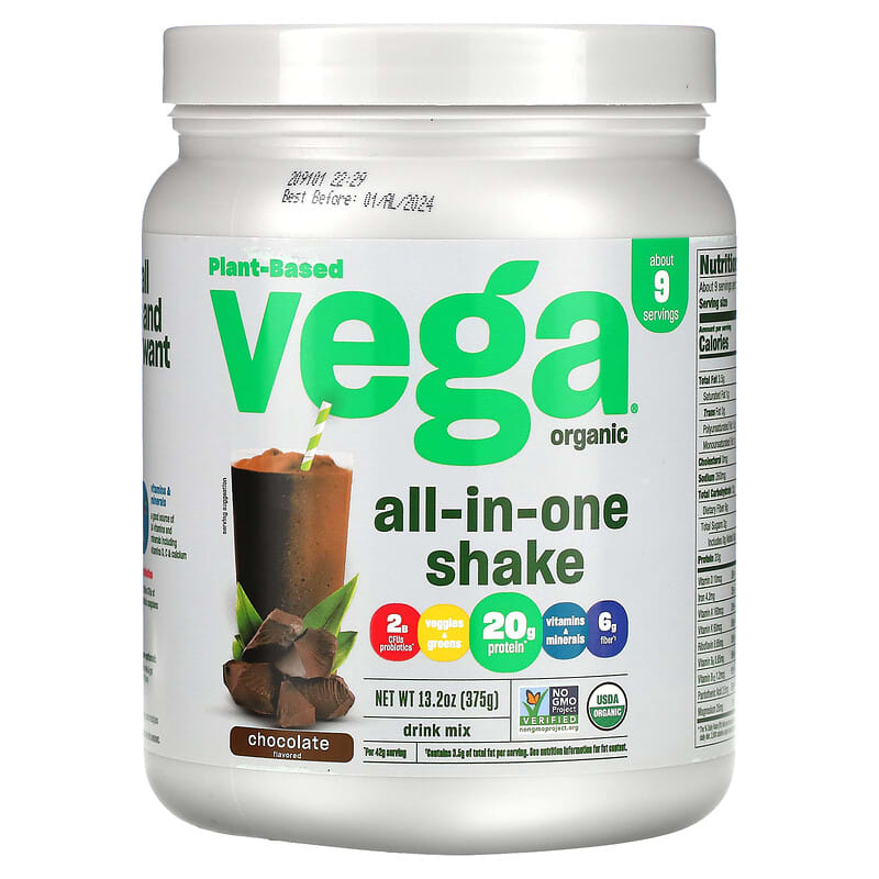 Sản phẩm lắc hữu cơ Vega Organic All-in-One vị Sô-cô-la 13.2 oz (375 g) từ hãng Vega 10 vega organic all in one shake chocolate 13 2 oz 375 g 81568 838766004884