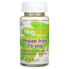 Thực phẩm bổ sung VegLife Vegan Iron 25 mg 100 Tablets 076280746105
