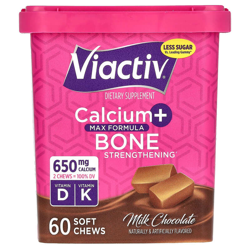 Viên nhai Viactiv Calcium Tăng Cường Xương Max Formula Vị Sô Cô La Sữa 60 viên 10 viactiv calcium bone strengthening max formula milk chocolate 60 soft chews 139284 857141004974