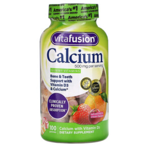Thực phẩm bổ sung VitaFusion Calcium Natural Fruit & Cream Flavors 250 mg 100 Gummies 027917019512
