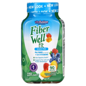 Thực phẩm bổ sung VitaFusion FiberWell Fit Vitamins Sugar Free Natural Peach Raspberry & Berry 90 Gummies 027917018935