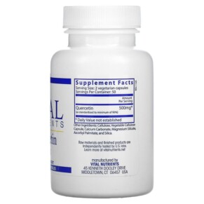Viên uống Quercetin 250 mg 100 viên nang chay Vital Nutrients 3 Thành phần vi chất của Vital Nutrients Quercetin 250 mg 100 Vegetarian Capsules 693465229118