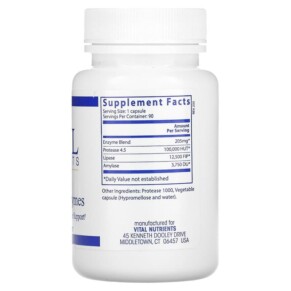 Thành phần vi chất của Vital Nutrients Vegan Pancreatic Enzymes 90 Capsules 693465491119