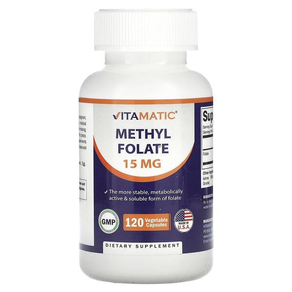 Vitamatic Methyl Folate 15 mg 120 viên chay 10 vitamatic methyl folate 15 mg 120 vegetable capsules 126573 810078471196