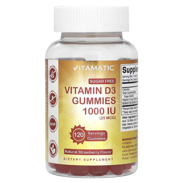 Vitamatic Vitamin D3 Gummies Natural Strawberry 1.000 IU 25 mcg 120 viên nhai 10 vitamatic vitamin d3 gummies natural strawberry 1 000 iu 25 mcg 120 gummies 126593 810078472445