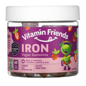 Thực phẩm bổ sung Vitamin Friends Iron Vegan Gummies Strawberry 60 Pectin Gummies 854532002977