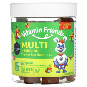 Thực phẩm bổ sung Vitamin Friends Multi + Choline Vegetarian Gummies Fruit Punch 120 Pectin Gummies 852386008558