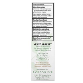 Viên đặt âm đạo Vitanica Yeast Arrest 14 viên của Vitanica 3 Thành phần vi chất của Vitanica Yeast Arrest 14 Vaginal Suppositories 708118020056
