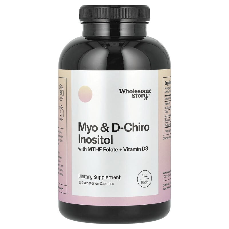 Viên uống Wholesome Story Myo D-Chiro Inositol kết hợp MTHF Folate và Vitamin D3, 360 viên chay 10 wholesome story myo d chiro inositol with mthf folate vitamin d3 360 vegetarian capsules 142160 860007576560
