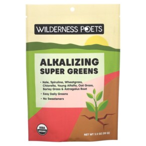 Thực phẩm bổ sung Wilderness Poets LLC Organic Alkalizing Super Greens 3.5 oz (99 g) 855434006797