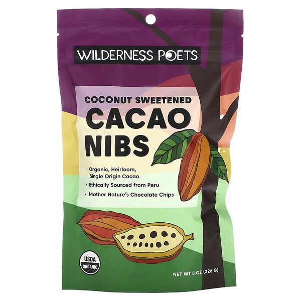 Wilderness Poets Organic Coconut Sweetened Cacao Nibs 8 oz 226 g 891617002392