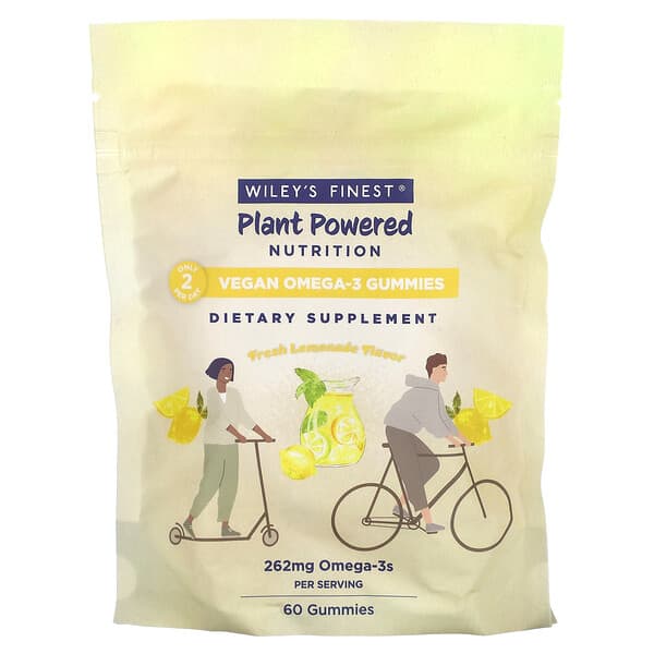Wiley's Finest Plant Powered Nutrition Vegan Omega-3 Gummies Fresh Lemonade 262 mg 60 viên nhai 131 mg/viên 850044010066