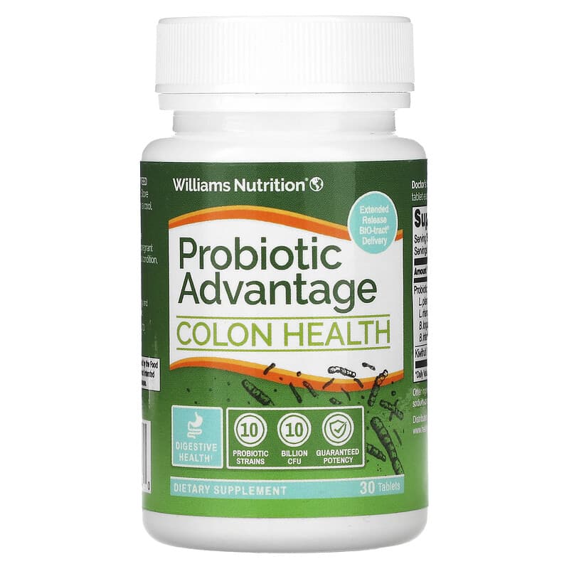 Viên uống tăng cường sức khỏe đại tràng Williams Nutrition Probiotic Advantage Extra Strength 30 viên Williams Nutrition 10 williams nutrition probiotic advantage colon health extra strength 30 tablets 101174 678829241340
