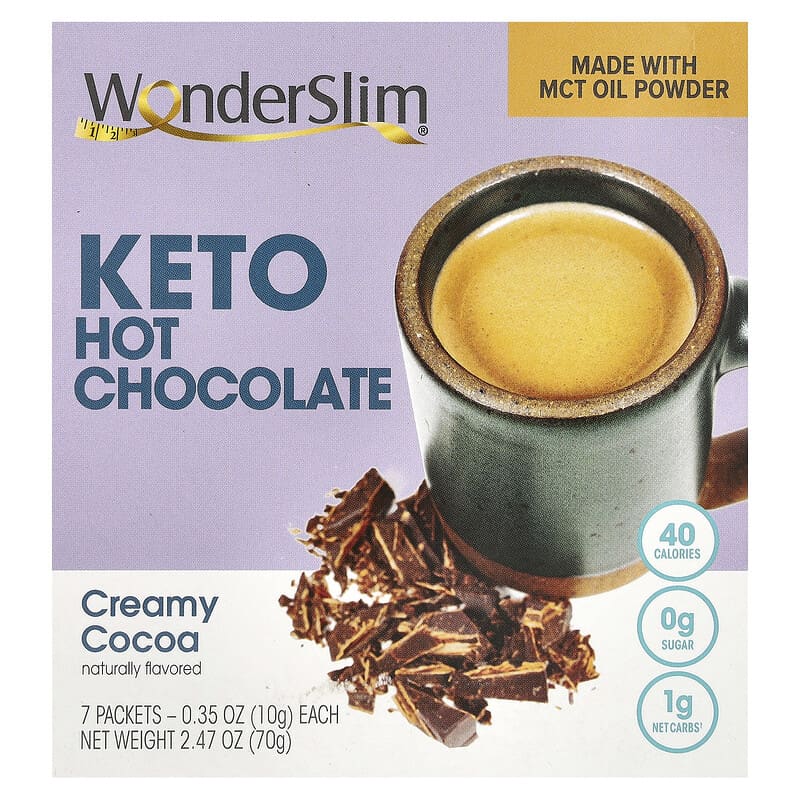 Sôcôla Nóng Keto WonderSlim, Hương Vị Kem, gói 7 gói, 10 g 10 wonderslim keto hot chocolate creamy cocoa 7 packets 0 35 oz 10 g each 138942 810053941249