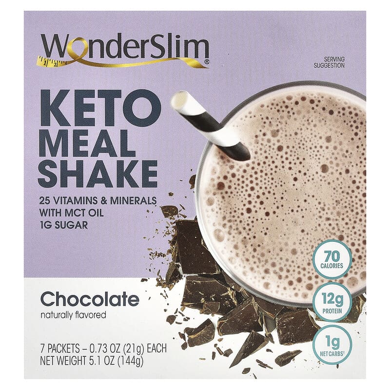 Sữa lắc Keto WonderSlim vị sô cô la, gói 7 gói, 21g 10 wonderslim keto meal shake chocolate 7 packets 0 73 oz 21 g each 138933 810053941256