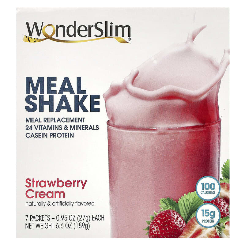 Bột ăn kiêng WonderSlim vị kem dâu, 7 gói, 27g 10 wonderslim meal shake strawberry cream 7 packets 0 95 oz 27 g each 138902 818609010210
