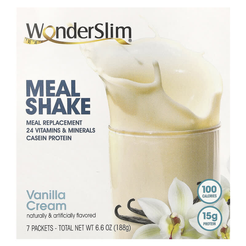 WonderSlim, Meal Shake, Vanilla Cream, 7 Packets, 27 g 818609010227