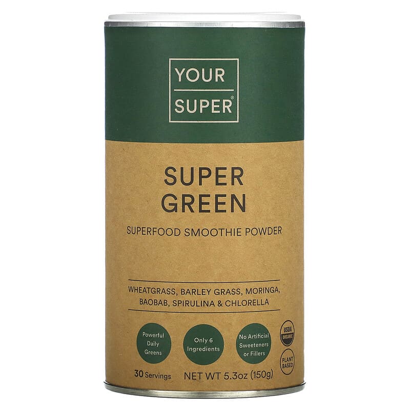 Bột sinh tố siêu thực phẩm Super Green 150 g (5.3 oz) của Your Super 10 your super super green superfood smoothie powder 5 3 oz 150 g 115225 8720256194187