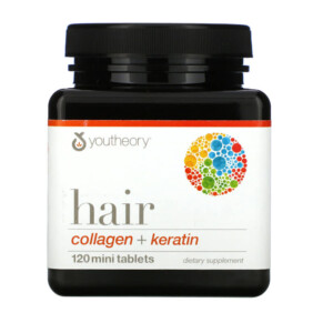 Thực phẩm bổ sung Youtheory Hair Collagen + Keratin 120 Mini Tablets 850502007843