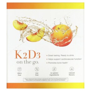 Thực phẩm bổ sung Youtheory K2D3 On Th Go Peach 12 Packets 1 fl oz (30 ml) Each 850021920302