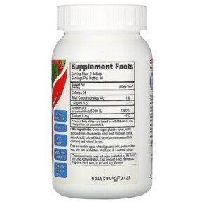 Vitamin D Yum-Vs vị dâu hỗn hợp 5000 IU 60 viên nhai 3 Thành phần vi chất của Yum-Vs Vitamin D Mixed Berry Flavor 5.000 IU 60 Jellies 856023007478