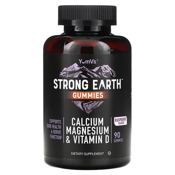 YumVs Strong Earth Gummies Calcium Magnesium & Vitamin D Raspberry 90 viên nhai 810048611652