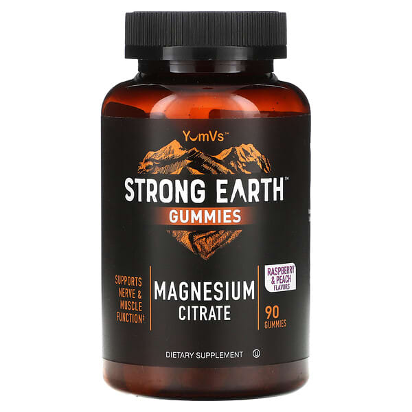 YumVs Strong Earth Gummies Magnesium Citrate Raspberry & Peach 90 viên nhai 810048611669