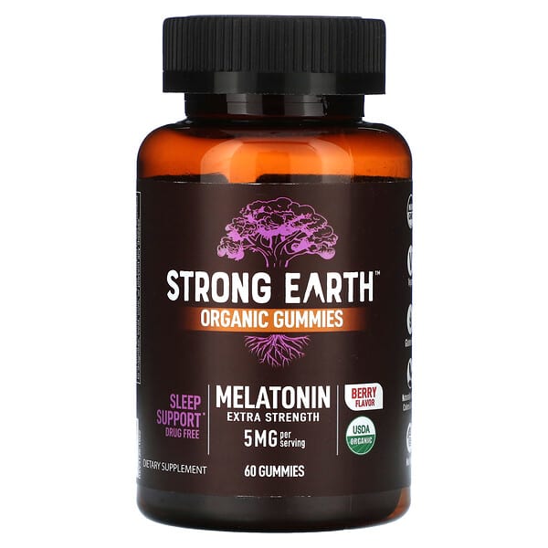 YumVs Strong Earth Organic Gummies Melatonin Extra Strength Berry 5 mg 60 viên nhai 810048612857