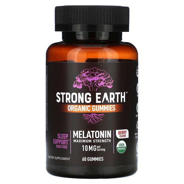 YumVs Strong Earth Organic Gummies Melatonin Maximum Strength Berry 10 mg 60 viên nhai 5 mg/viên 810048612864