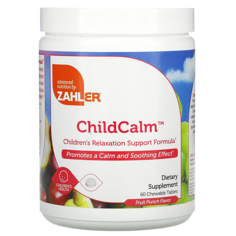 Zahler ChildCalm Hỗ Trợ Thư Giãn Cho Trẻ Hương vị Trái Cây 60 viên nhai 10 zahler childcalm children s relaxation support formula fruit punch 60 chewable tablets 104514 848998082086