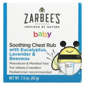 Thực phẩm bổ sung Zarbee's Baby Soothing Chest Rub with Eucalyptus Lavender & Beeswax 1.5 oz (42 g) 858438005414