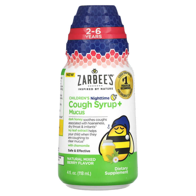 Siro ho ban đêm cho trẻ em Zarbee's từ 2-6 tuổi vị dâu tự nhiên 118ml hỗ trợ giảm đờm 10 zarbee s children s nighttime cough syrup mucus 2 6 years natural mixed berry 4 fl oz 118 ml 115577 300450664044