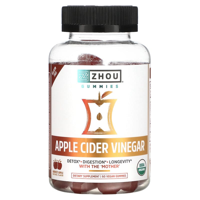 Kẹo dẻo giấm táo Zhou Nutrition Harvest Apple 60 viên chay 10 zhou nutrition apple cider vinegar harvest apple 60 vegan gummies 100008 669191679640