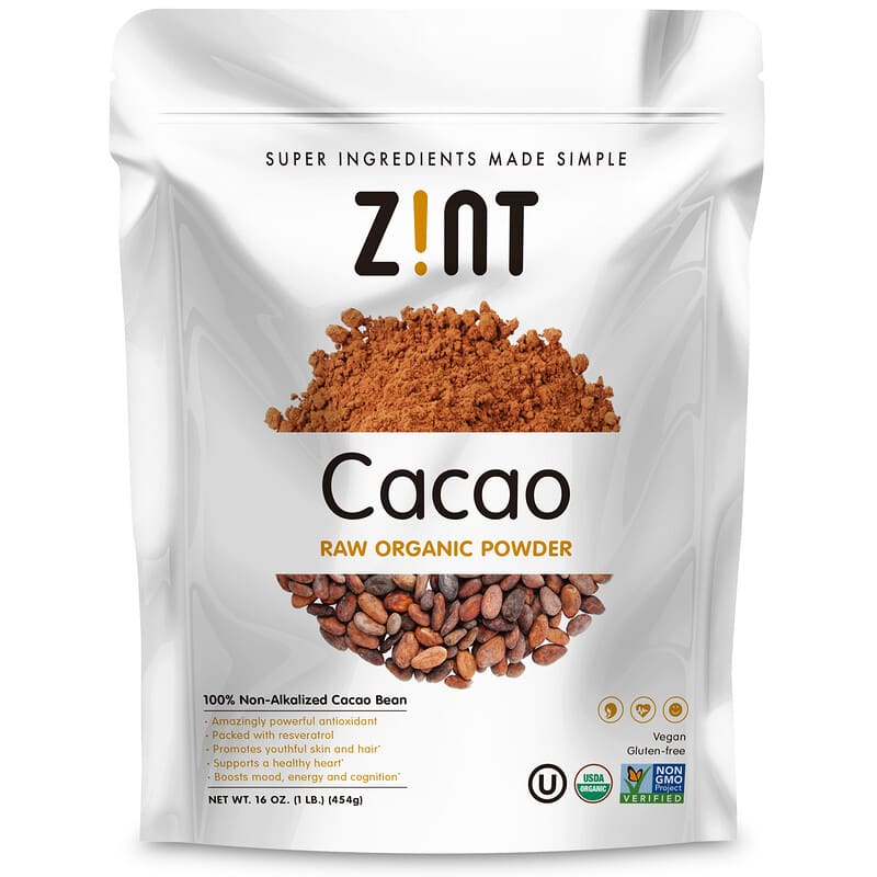 Bột cacao hữu cơ nguyên chất Zint Raw Organic Cacao Powder 16 oz 454 g 10 zint raw organic cacao powder 16 oz 454 g 78390 817516020367