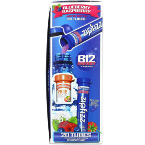 Thành phần vi chất của Zipfizz Healthy Sports Energy Mix with Vitamin B12 Blueberry Raspberry 20 Tubes 0.39 oz (11 g) Each 893811000396